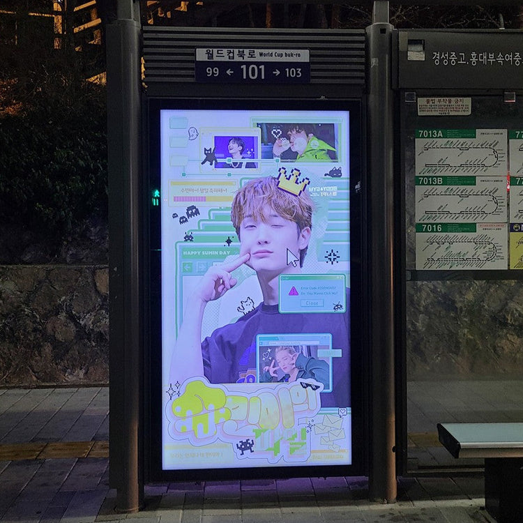 【xikers 민제·스민】마포구・서대문구 버스 쉘터 광고 생일광고사례 (2025/03)